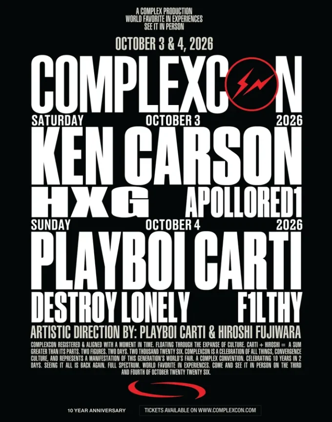 ComplexCon 2026 Celebrates 10 Years With Stacked Music Lineup In October