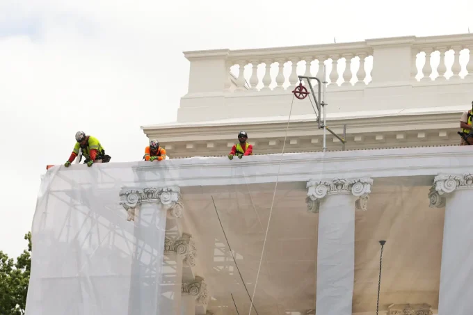 The White House’s North Portico Is Covered In Tarps—Here’s Why