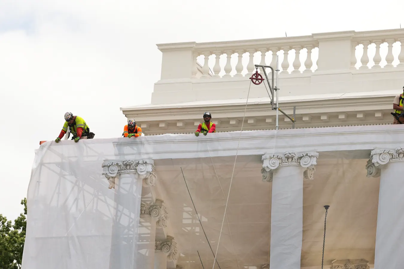The White House’s North Portico Is Covered In Tarps—Here’s Why