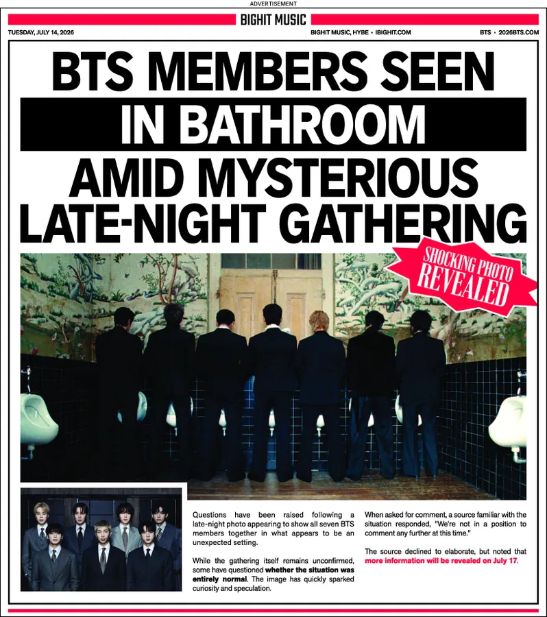BTS’s Genius ‘NORMAL’ Promos Include Tabloid-Like Ads And Urinals